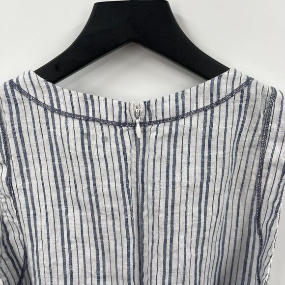 Three Dots Blue and White Striped Linen Dress Size Small - Picture 6 of 7